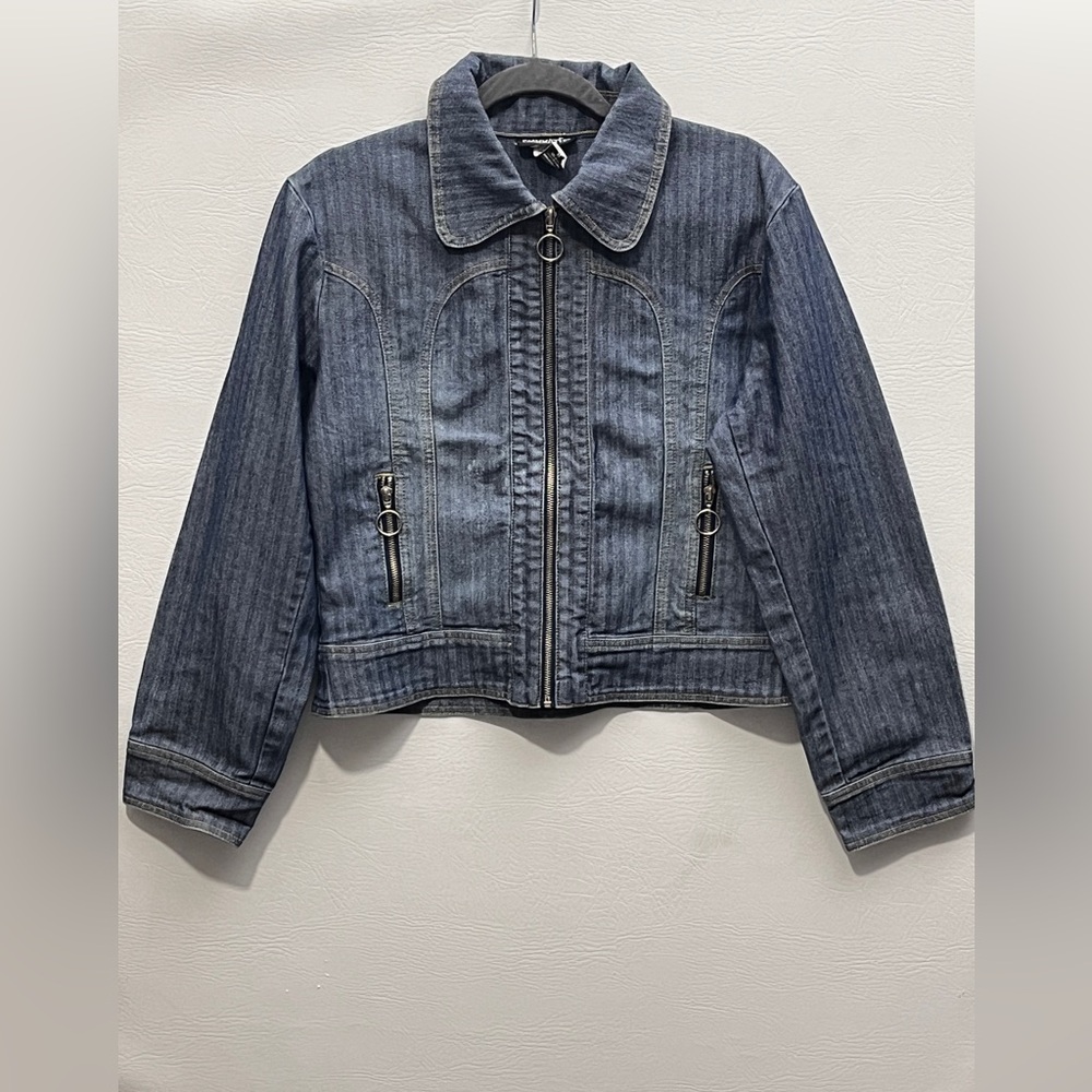 Vintages 90s Y2K Roommates Dark Blue Denim Zip Jacket XL